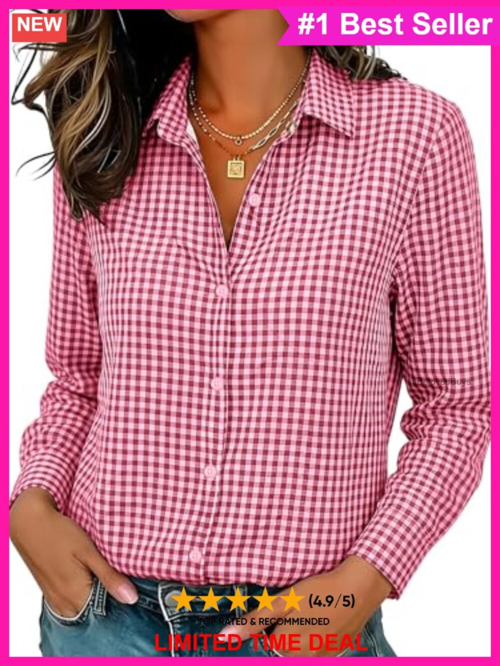 Wrinkle-Free Button Down Stretch Shirt Long Sleeve Collared Work Top